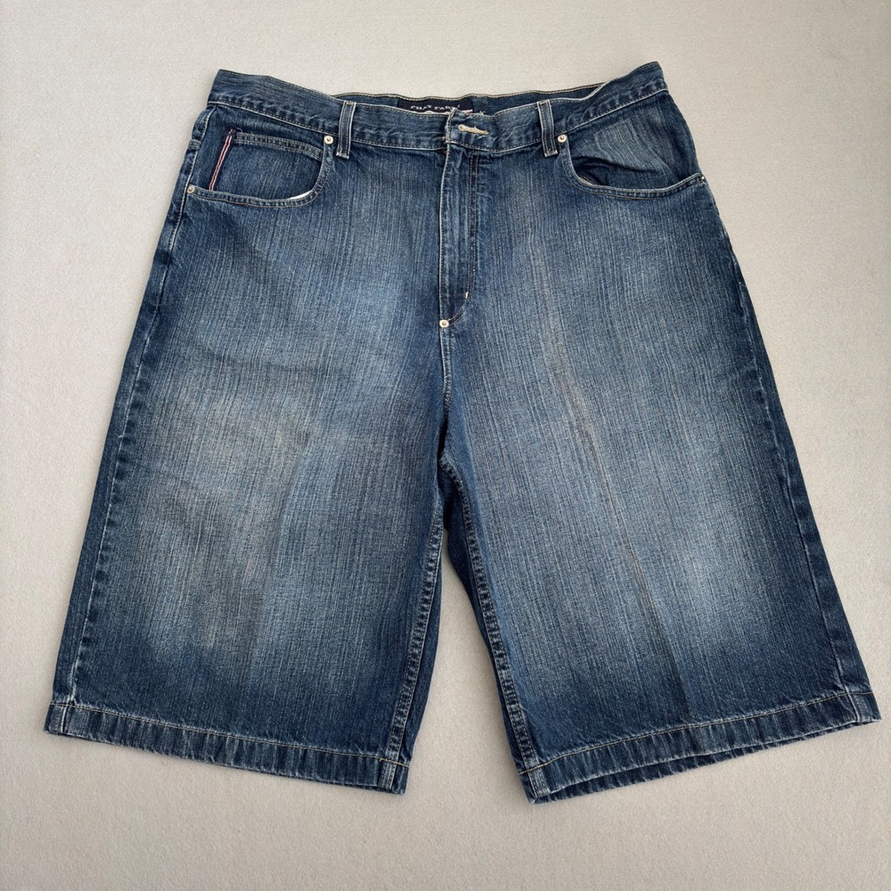 Phat Farm Men Baggy Denim Shorts Blue Medium Wash Y2K Hip Hop Size 40 FB509H380R
